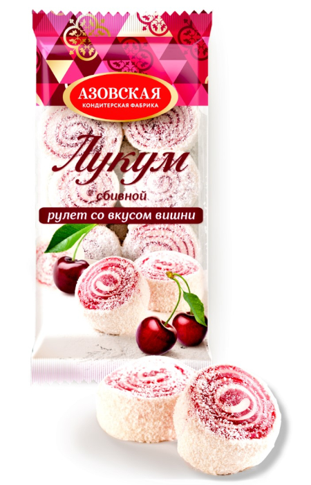 250 гр/12 шт Лукум РУЛЕТ сбивной со вкусом вишни (АКФ)