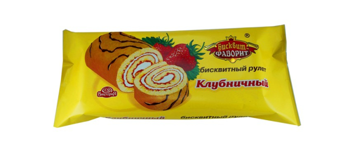 150 гр/12 шт Рулет бисквитный КЛУБНИКА  (ВИКТОРИЯ)