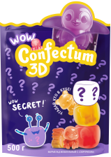 Конфеты "Confectum funny 3D" КУБ  мармеладные жевательные с начинкой 500 гр/12 шт (Confectum)
