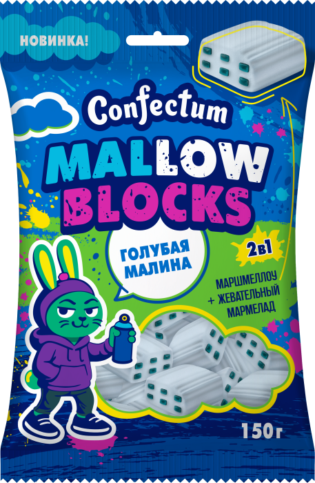Mellow Blocks голубая малина 150 гр/24 шт (Confectum )