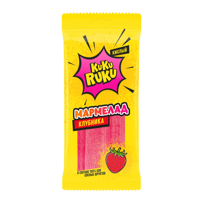 120 гр/18 шт KUKU RUKU Клубника ремешок  кислый мармелад (CHI-WA-WA) (Арт.КRК710(20 мес)