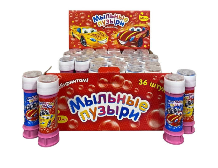 Мыльные пузыри + игрушка для МАЛЬЧИКА 60 мл / 36 шт (Сласти Лэнд)