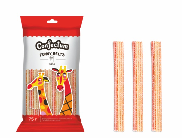 Мармелад жевательный "Funny Pencils" РЕМНИ со вкусом КОЛА 75 гр/12 шт (Confectum)