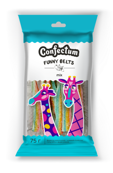 Мармелад жевательный "Funny Pencils" РЕМНИ со вкусом тутти-фрутти 75 гр/12 шт (Confectum)
