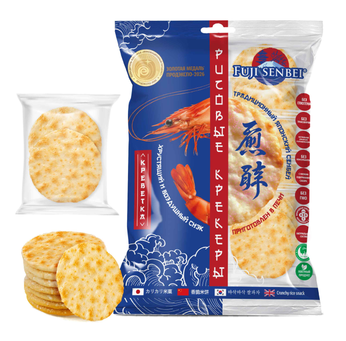 FUJI SENBEI Рисовые крекеры вкус креветки 90 гр/20 шт (Кремона) 10224 