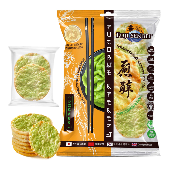 FUJI SENBEI Рисовые крекеры вкус васаби 90 гр/20 шт (Кремона) 10227