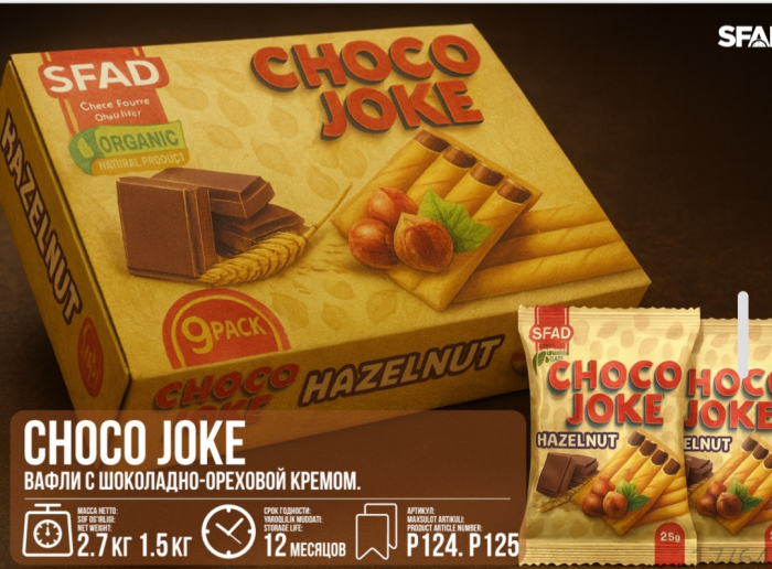 Вафли CHOKO JOKE Шоколад  1,5 кг (Сфад) (12 мес)