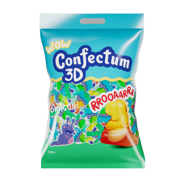 Конфеты "Confectum funny 3D" ДИНОЗАВРЫ мармеладные жевательные с начинкой 500 гр/6 шт (Confectum)